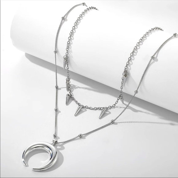 Jewelry - Layered Crescent Moon + Spike Necklace